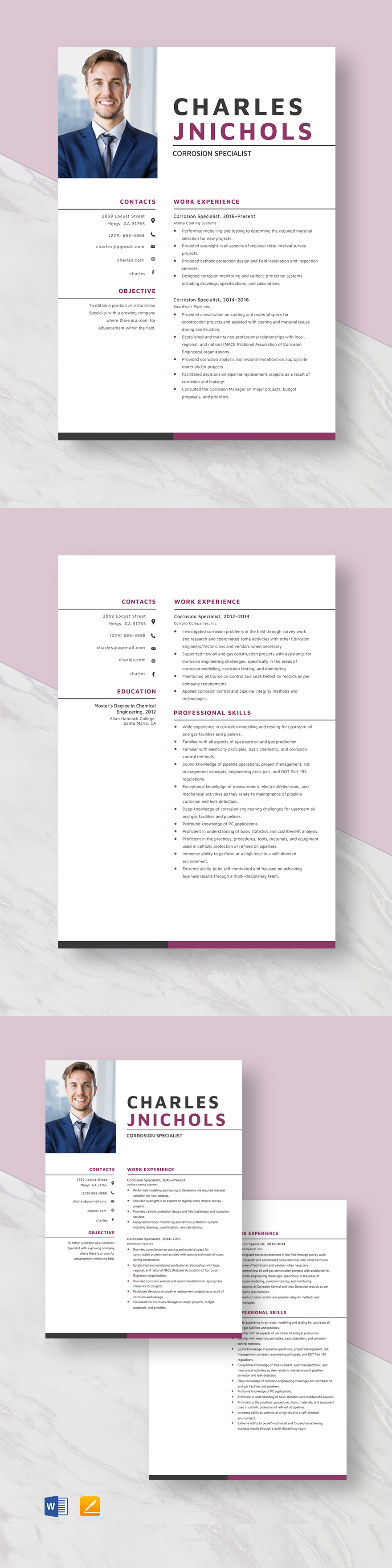 Free Corrosion Specialist Resume Template