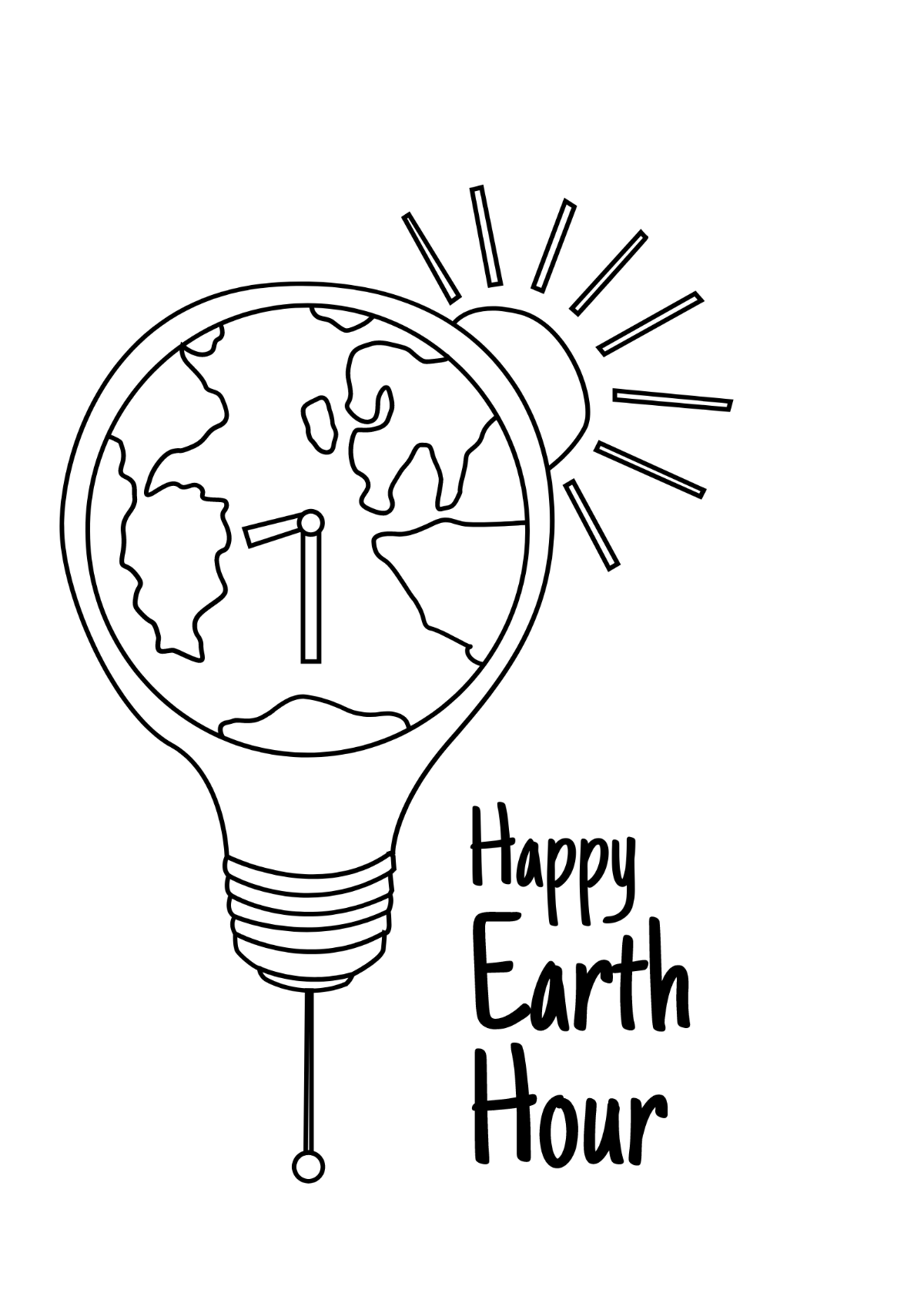 Happy Earth Hour Drawing Template
