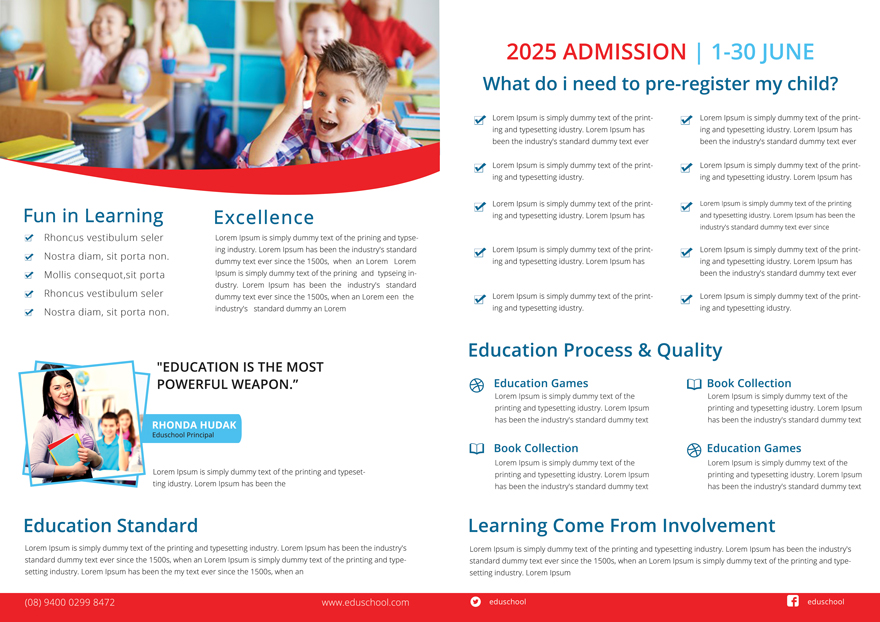 Elementary School Education Bi-Fold Brochure Template