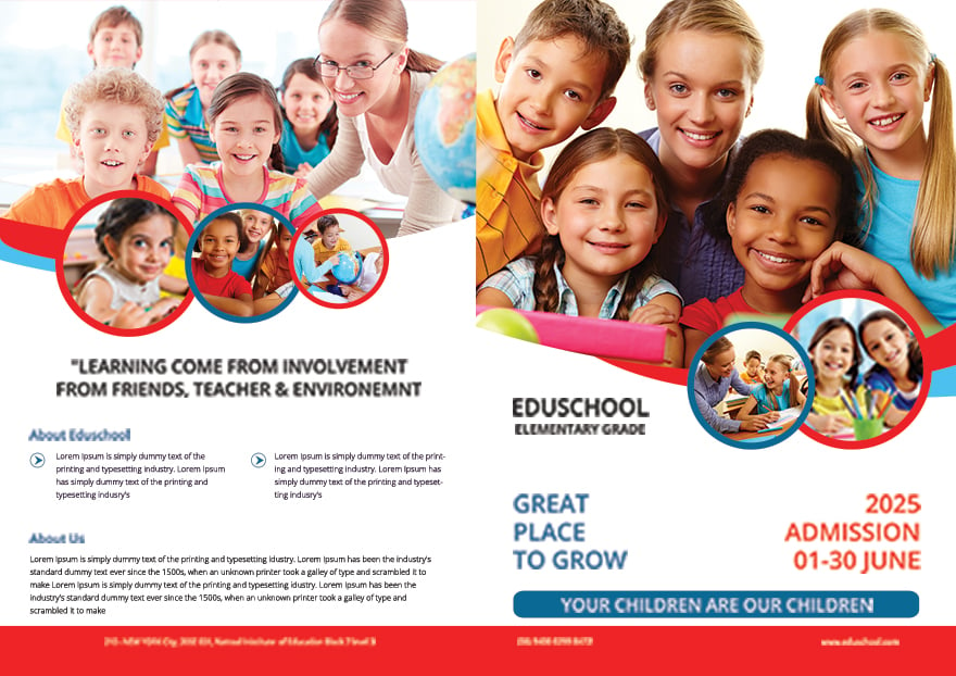 Elementary School Education Bi-Fold Brochure Template