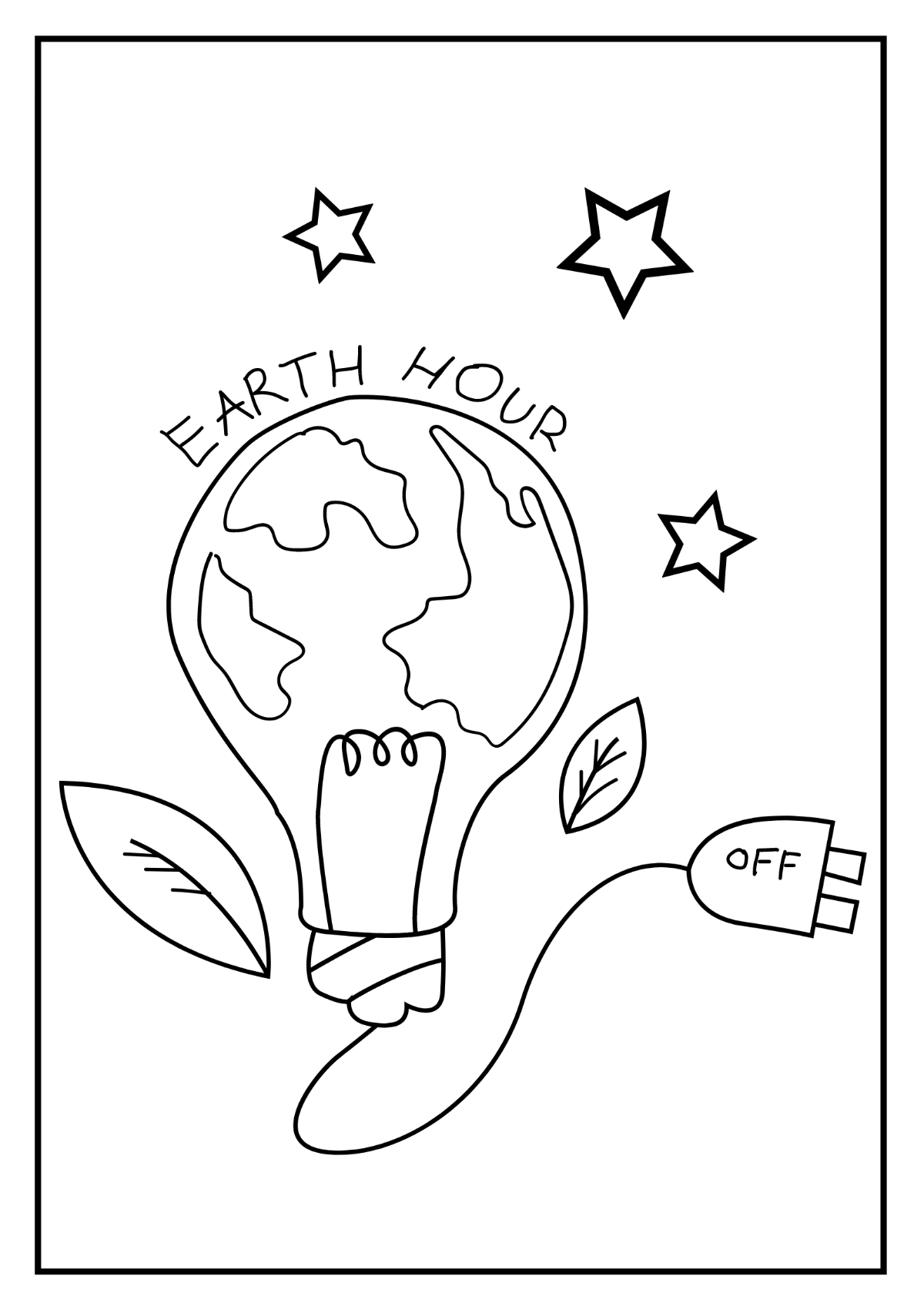 Earth Hour Image Drawing Template