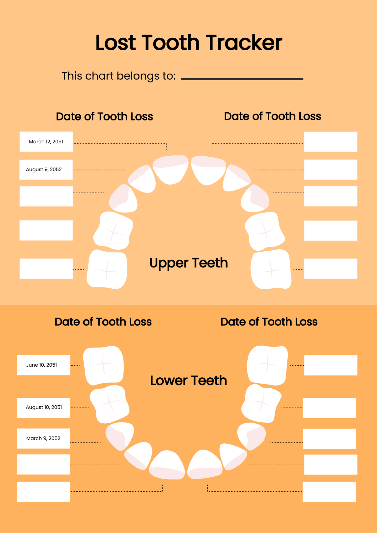 Free Lost Tooth Chart Template