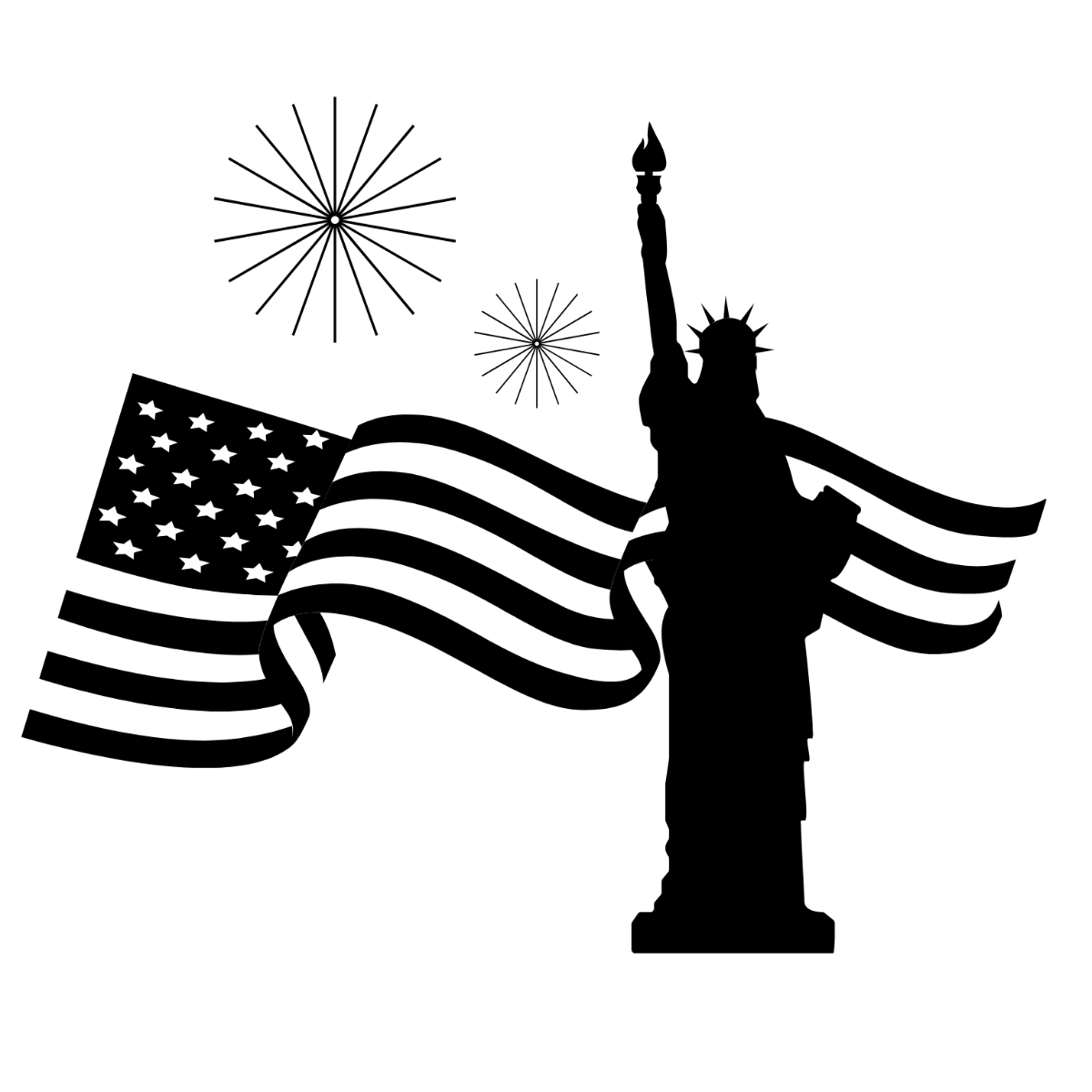 Black And White Patriots' Day Clipart Template