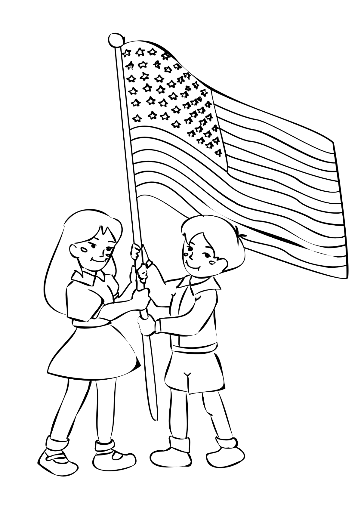Patriots' Day Cartoon Drawing Template