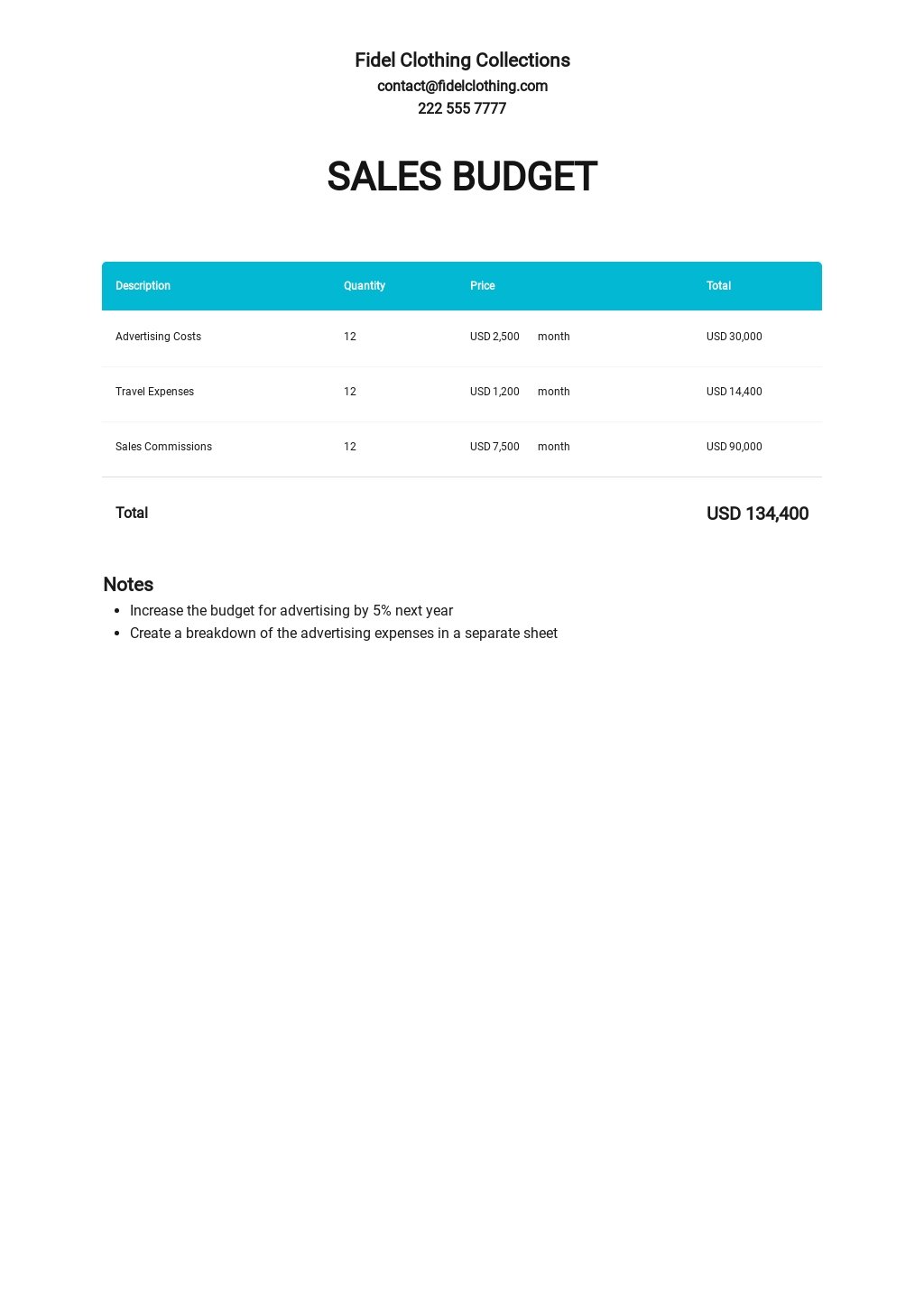FREE Sales Expense Budget Template in Google Docs Google Sheets Excel