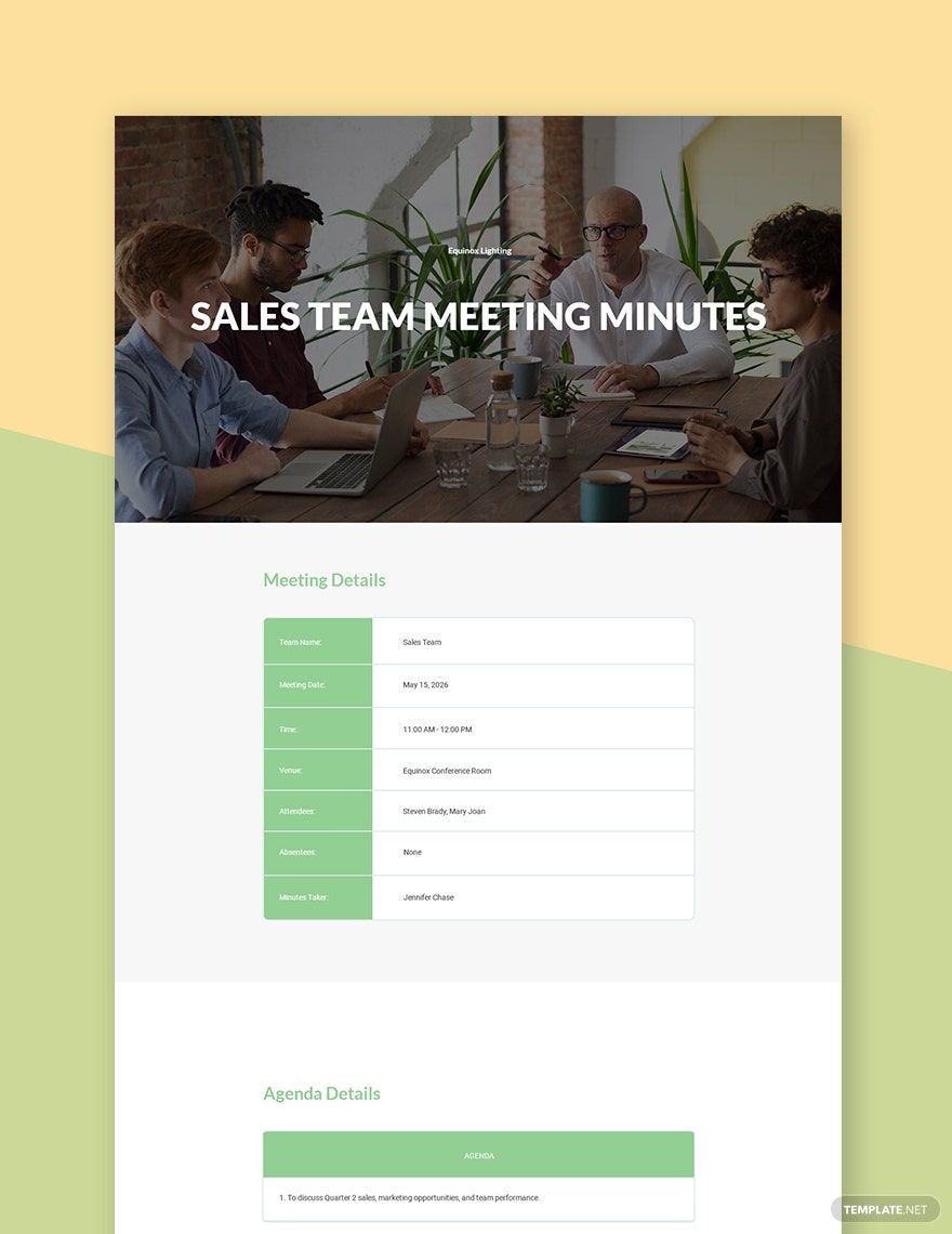 Sample Sales Team Meeting Minutes Template