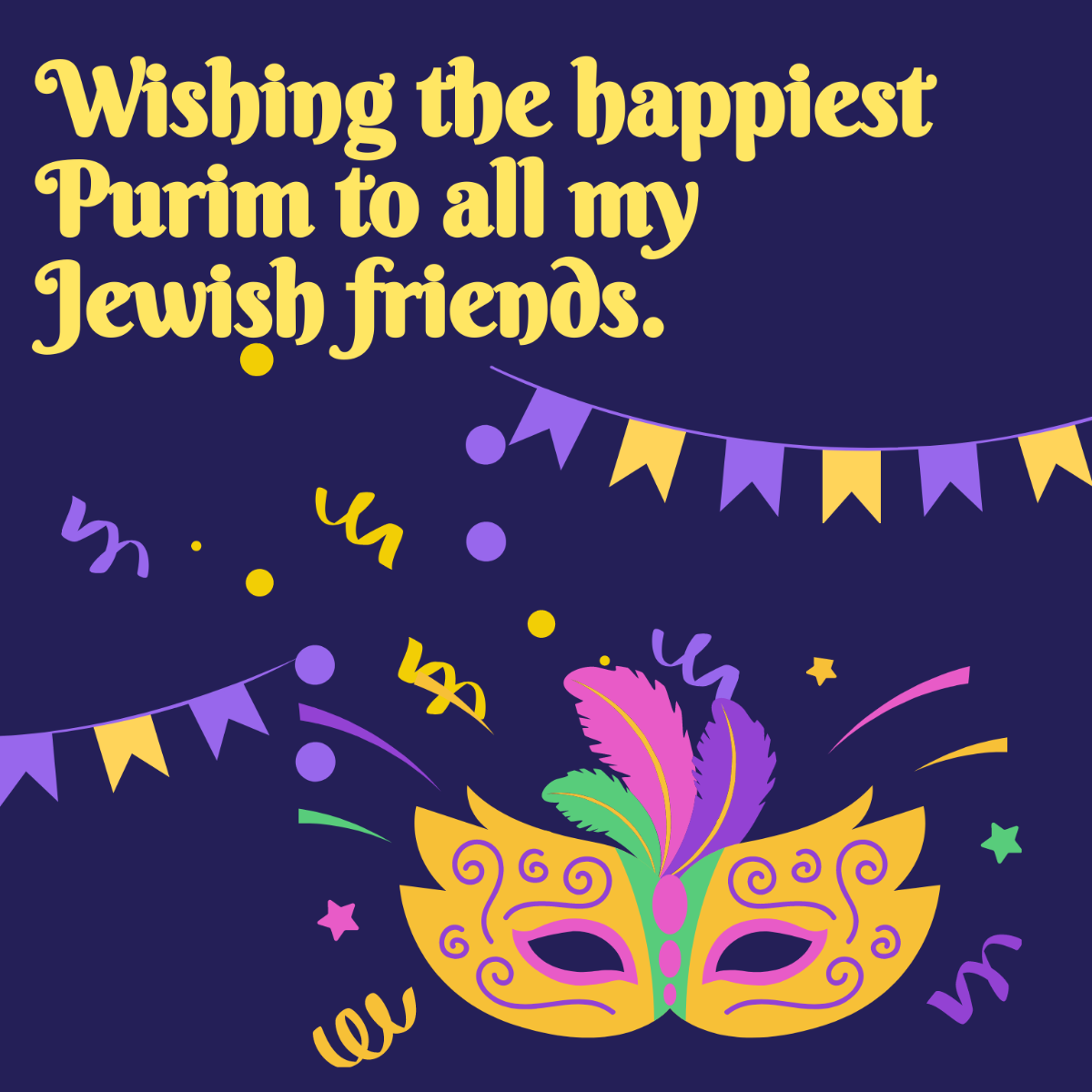 Purim Wishes Vector Template