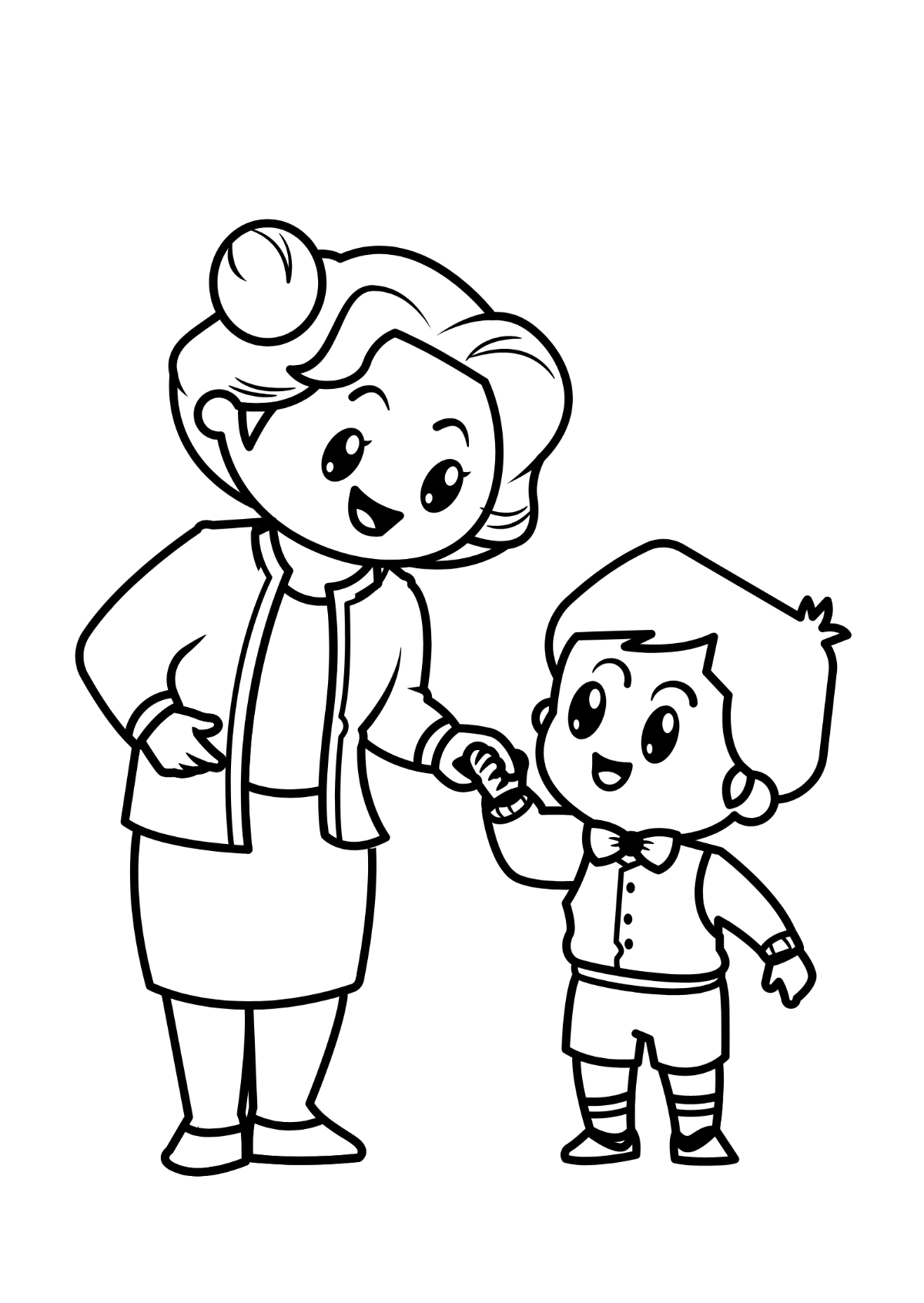 Mother's Day Cartoon Drawing Template