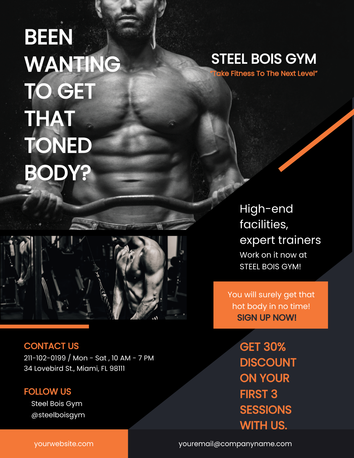 Fitness Gym Business Promotion Flyer Template