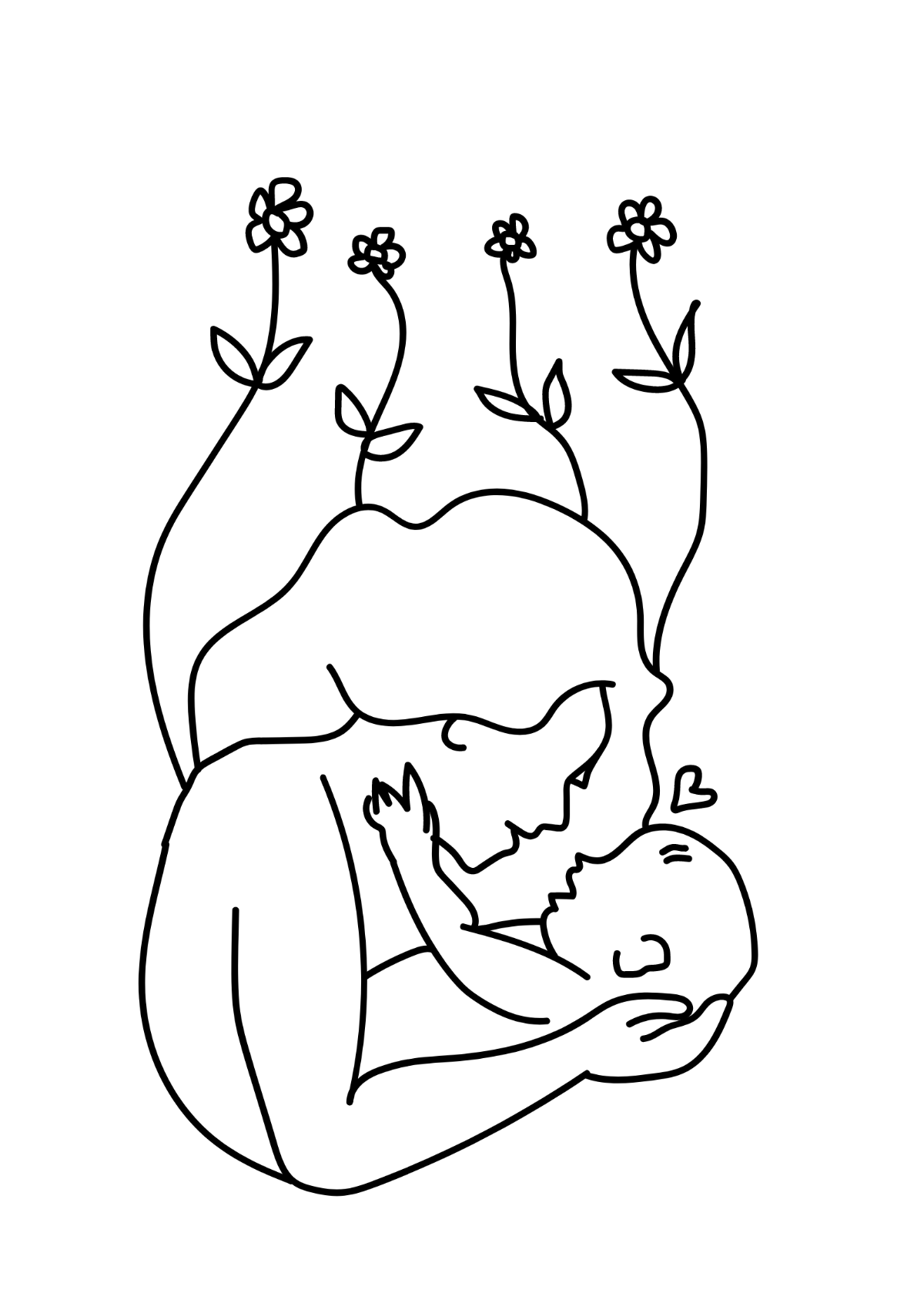 Easy Mother's Day Drawing Template