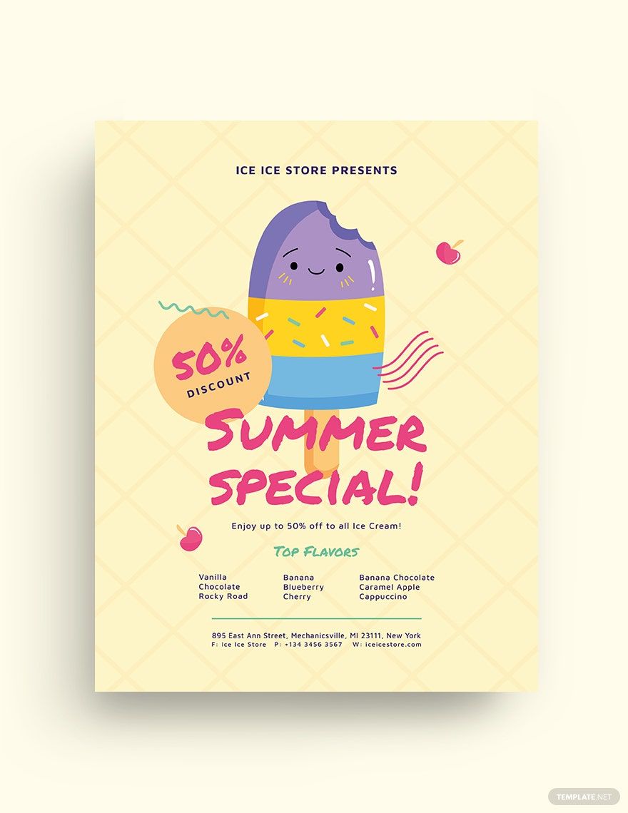 Ice Cream Shop Promotion Flyer Template