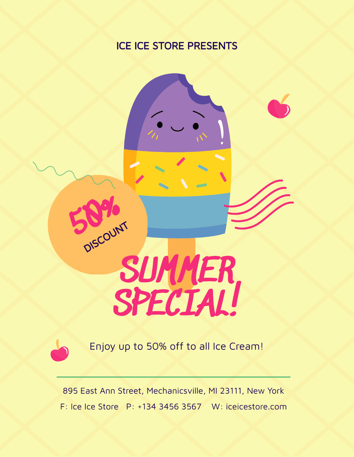 Ice Cream Shop Promotion Flyer Template
