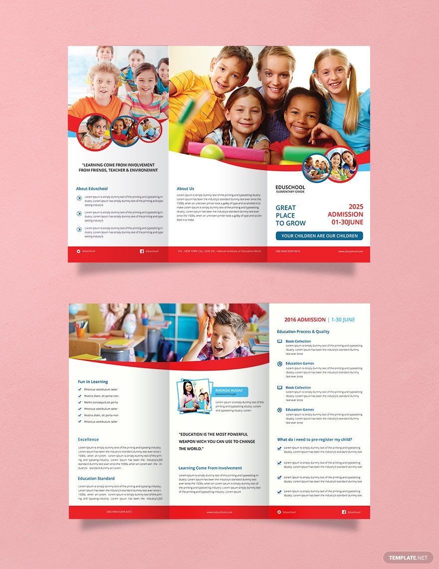 Elementary School Tri-Fold Brochure Template