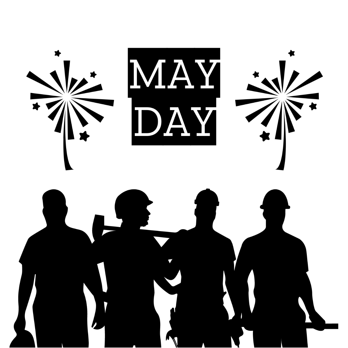 Free Black And White May Day Clipart Template