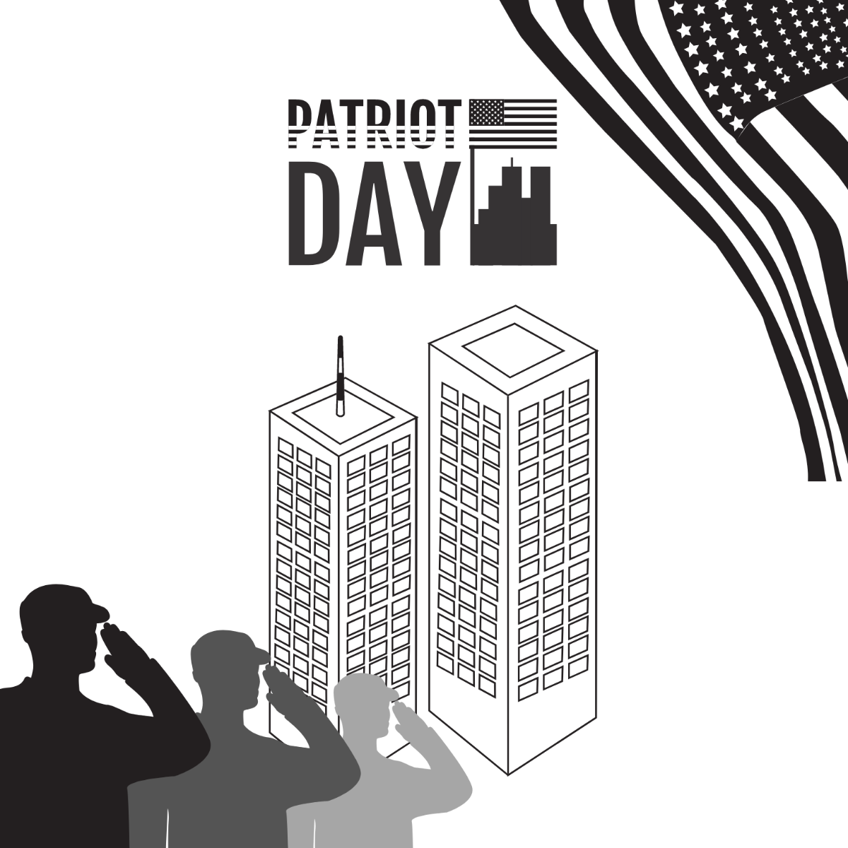 Patriots' Day Drawing Vector Template