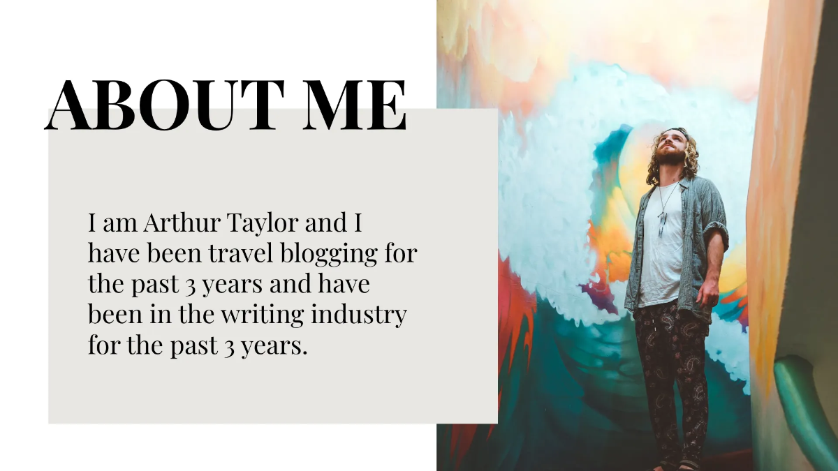 Free Art Vlogger CV Presentation Template to Edit Online