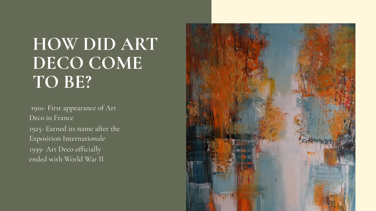 Free Art Deco Lesson Presentation Template to Edit Online