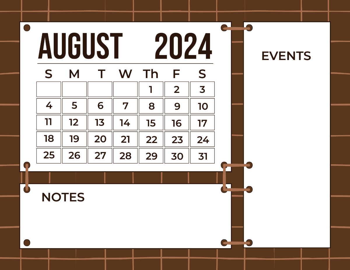 Blank August 2024 Calendar Template