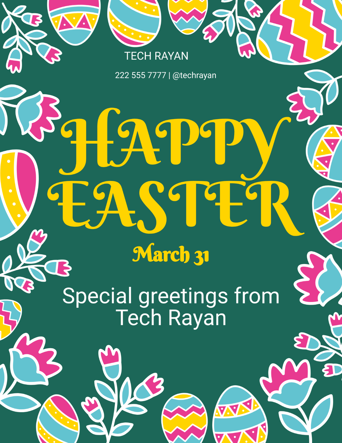 Happy Easter Flyer Template - Edit Online & Download