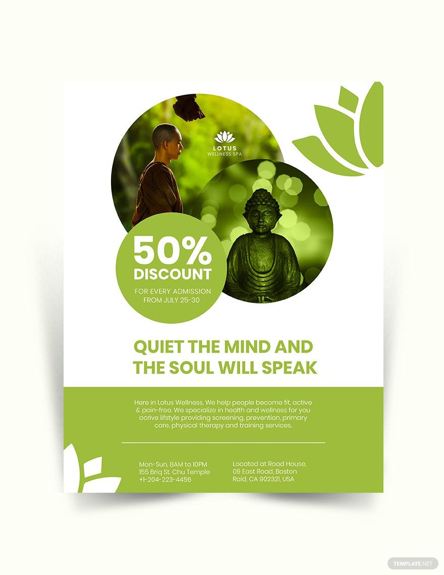Free Meditation and Healing SPA Flyer Template