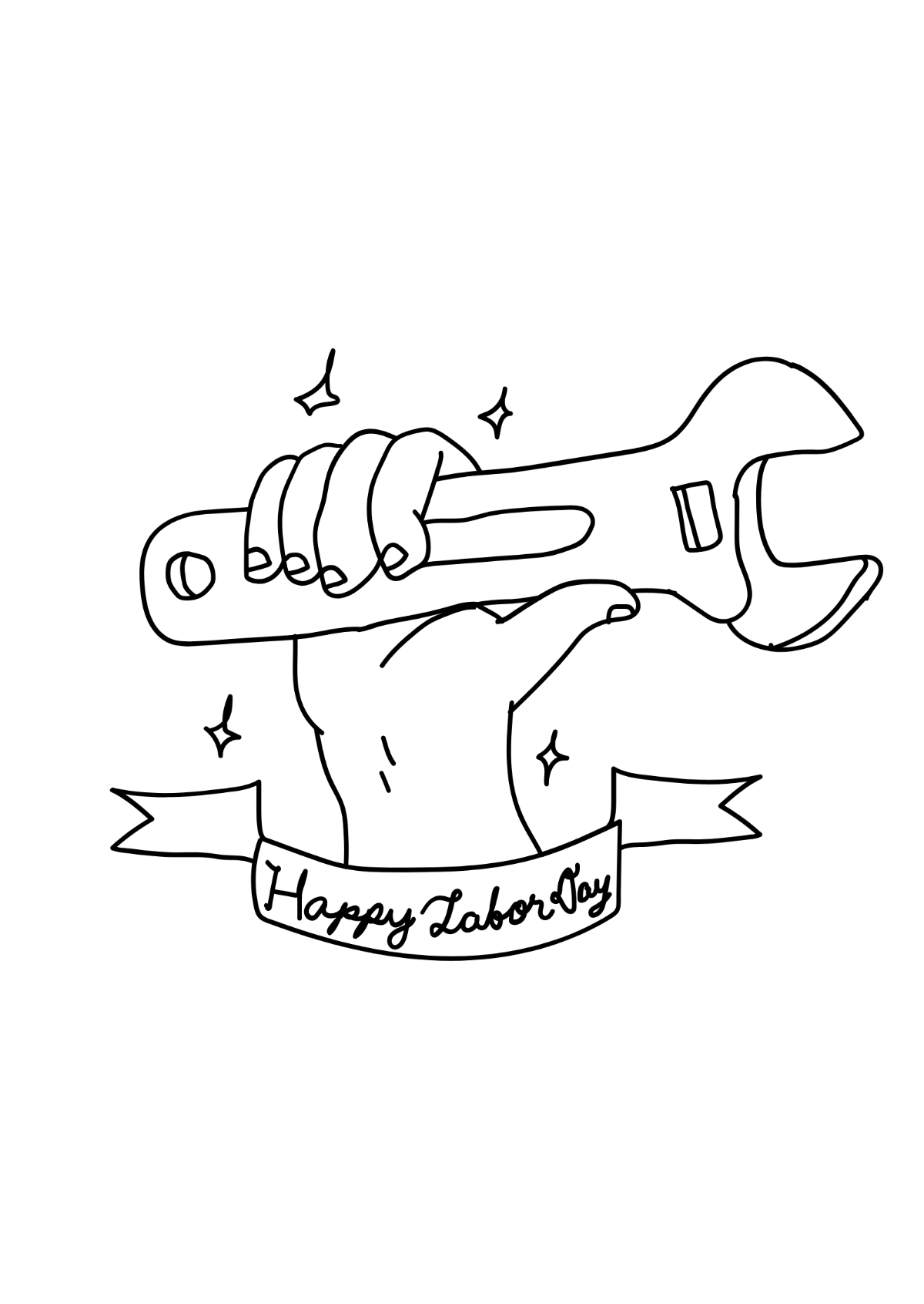 Free Happy Labor Day Drawing Template