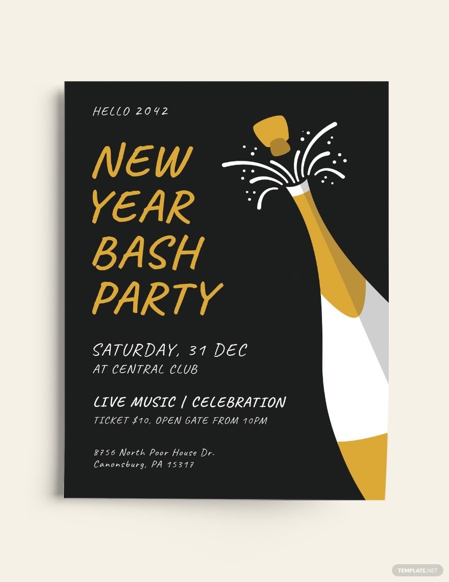 Free New Year Party Bash Flyer Template