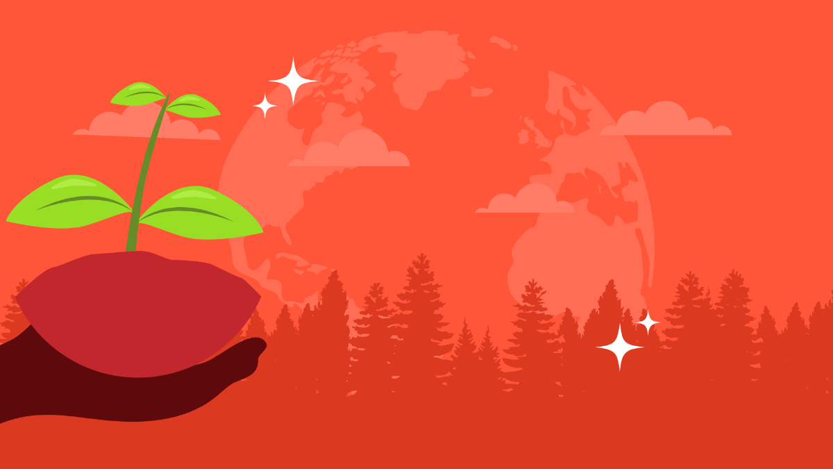 Earth Day Red Background Template