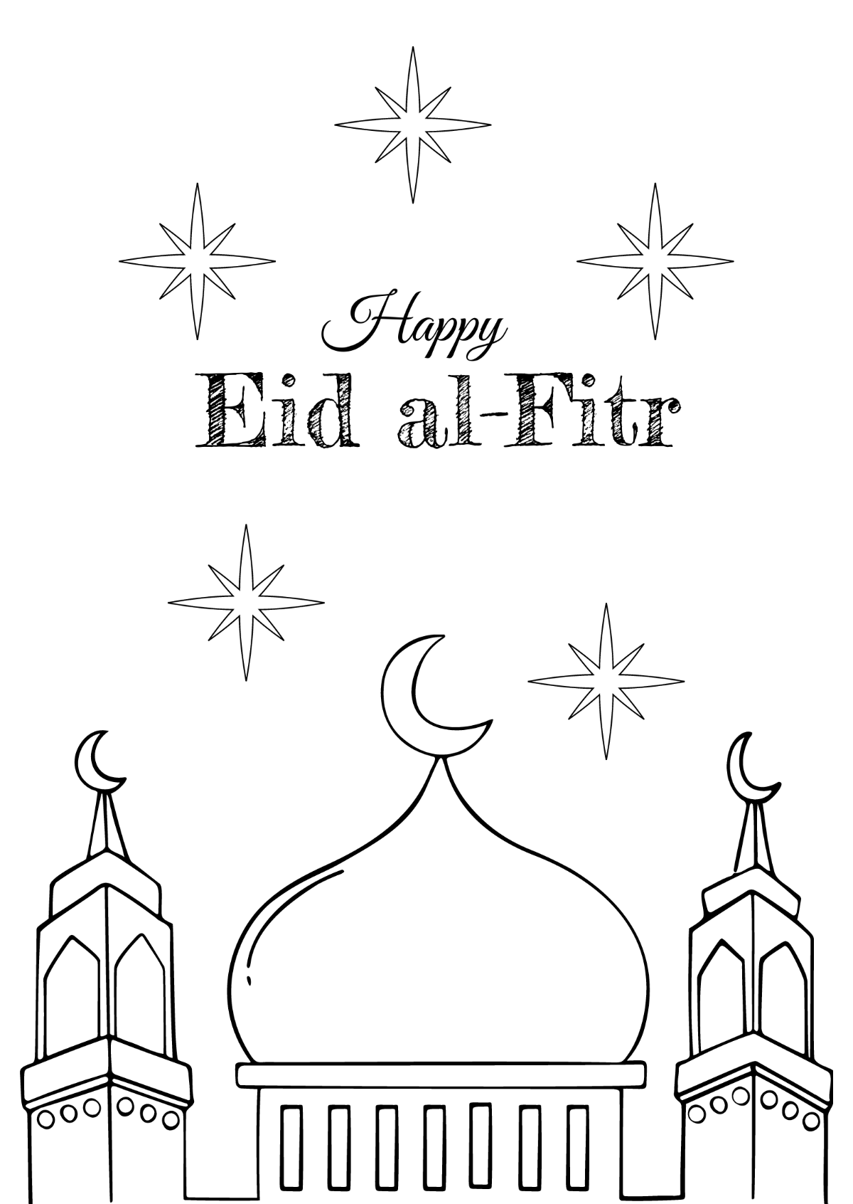 Free Happy Eid al-Fitr Drawing Template