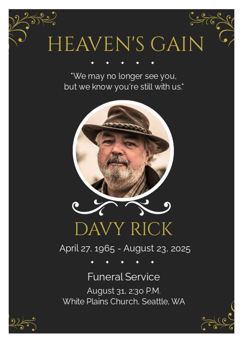 Memorial Eulogy Funeral Template