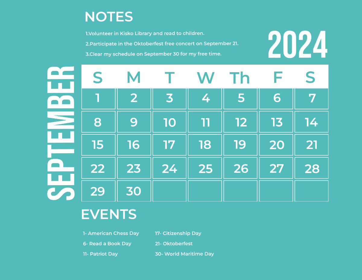 September 2024 Calendar With Holidays Template