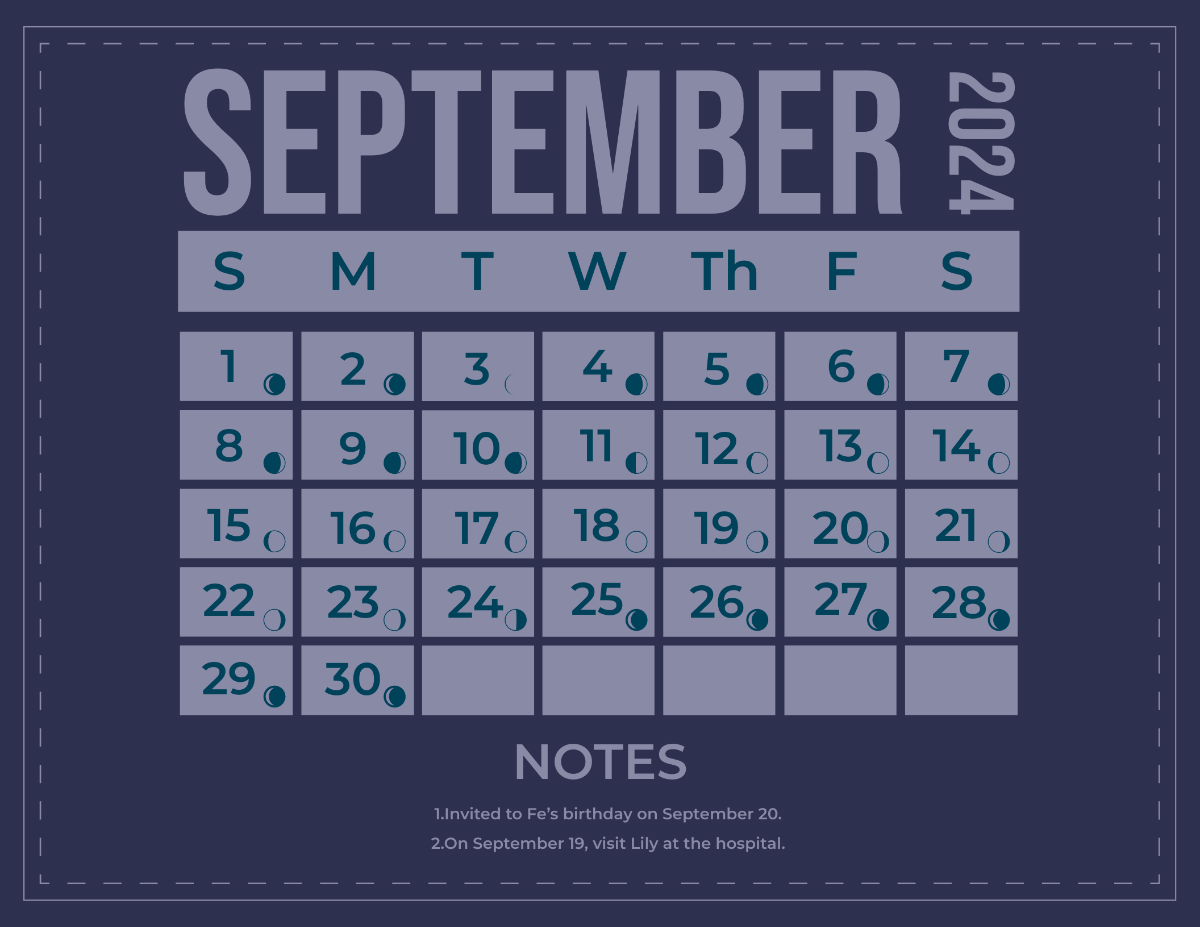 Lunar Calendar September 2024 Template