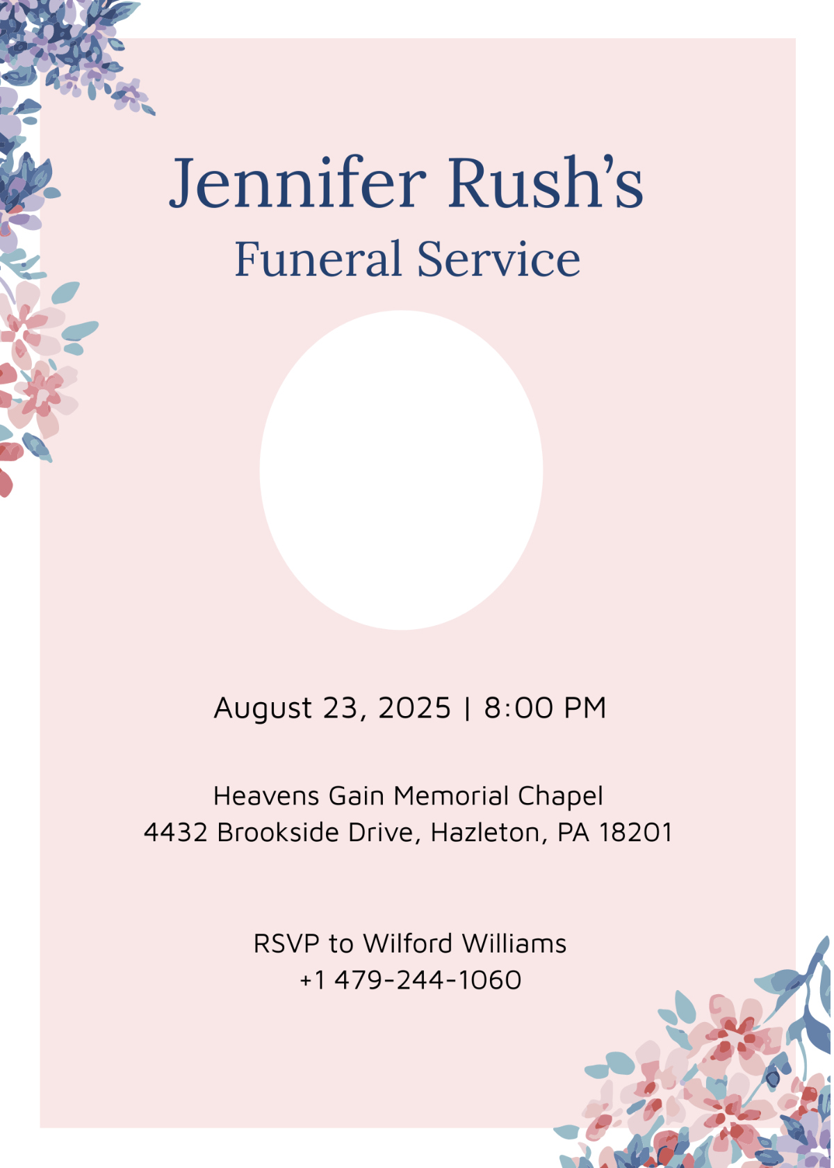 Legacy Eulogy Funeral Invitation Template