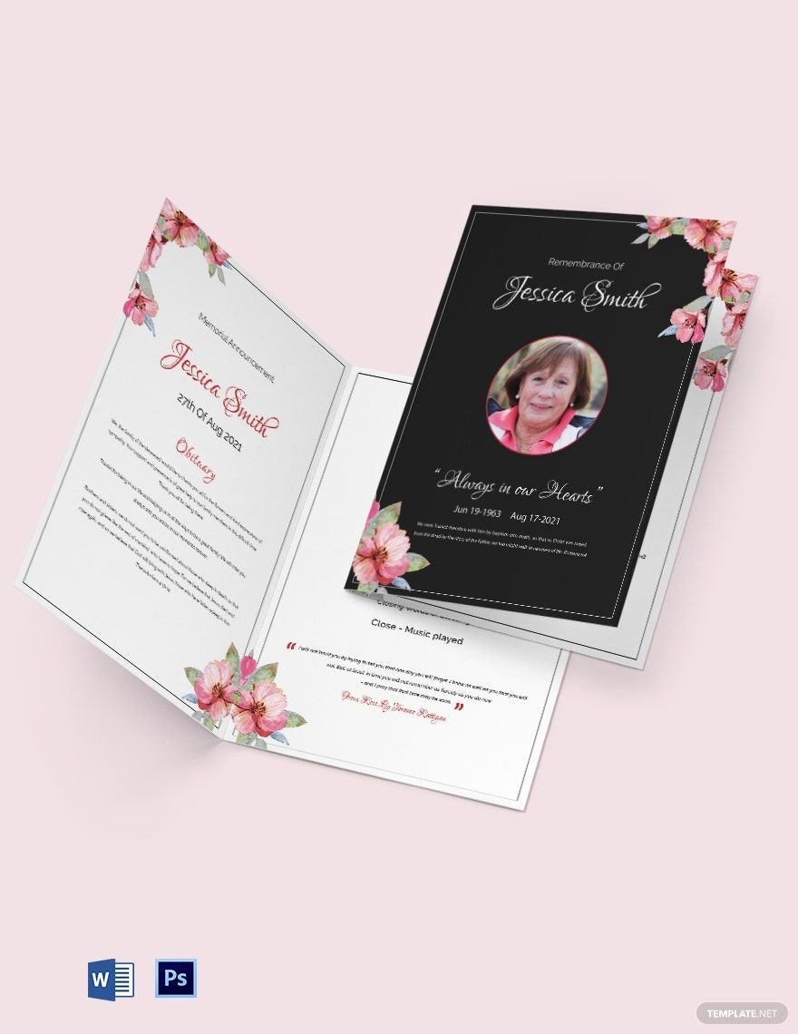 Floral Funeral Bi-fold Brochure Template