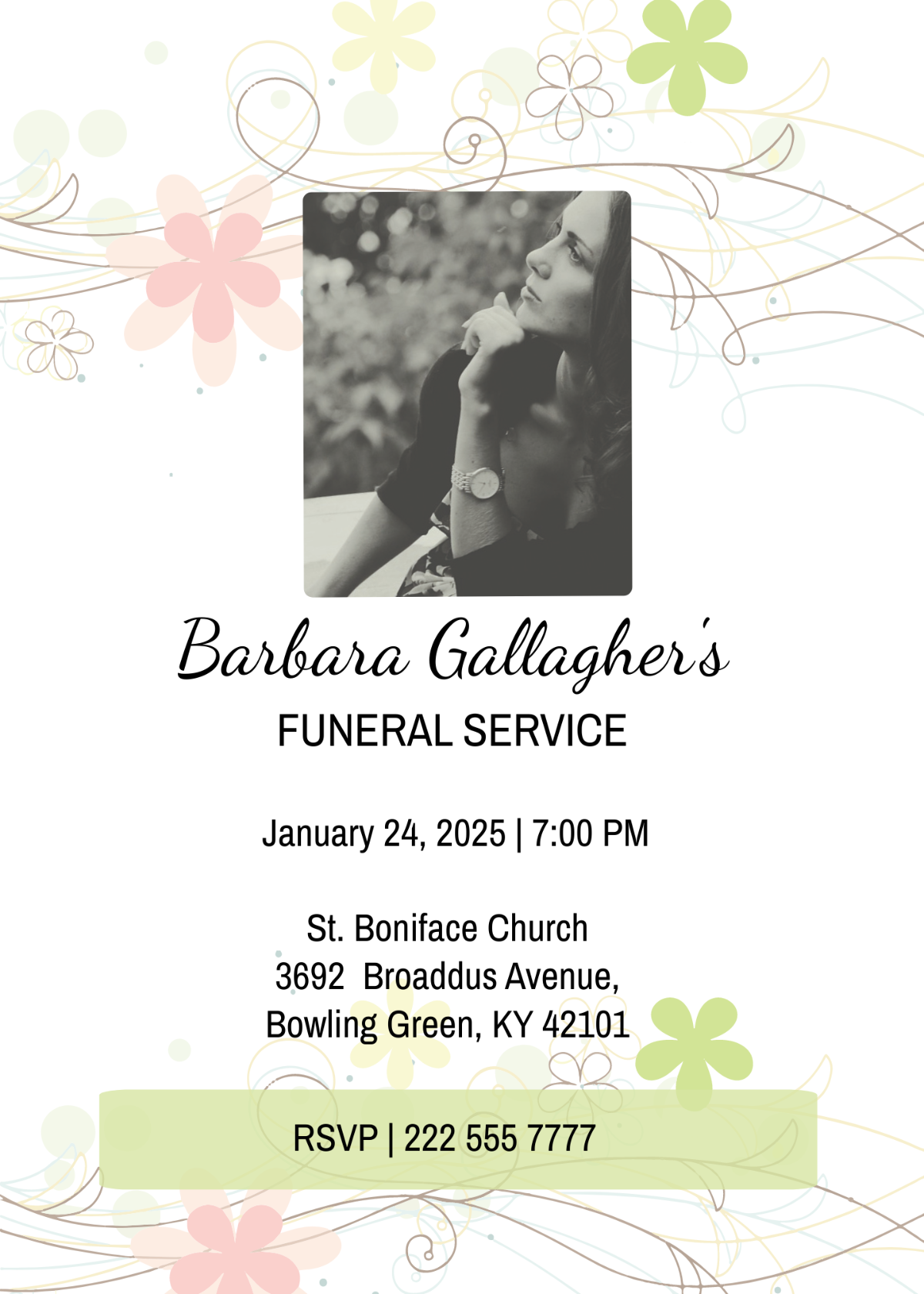 Funeral Program Invitation Card Template
