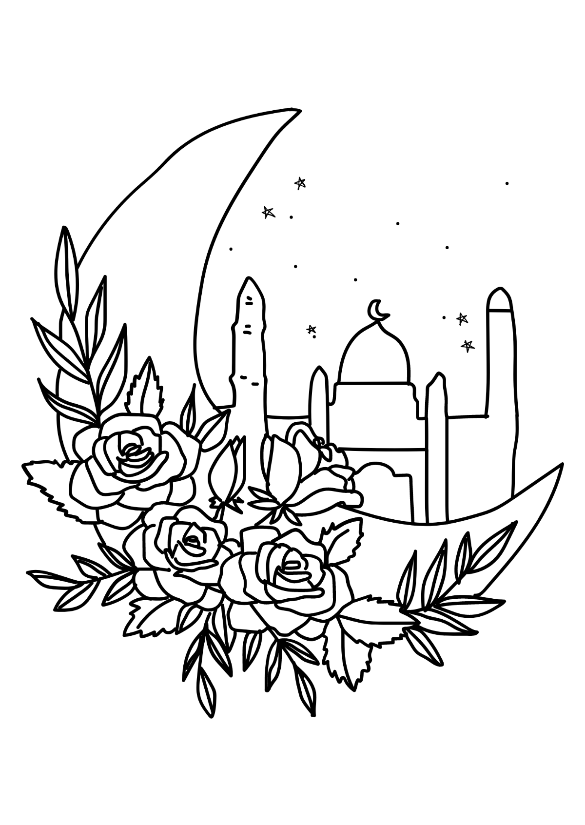 Free Beautiful Eid al-Fitr Drawing Template