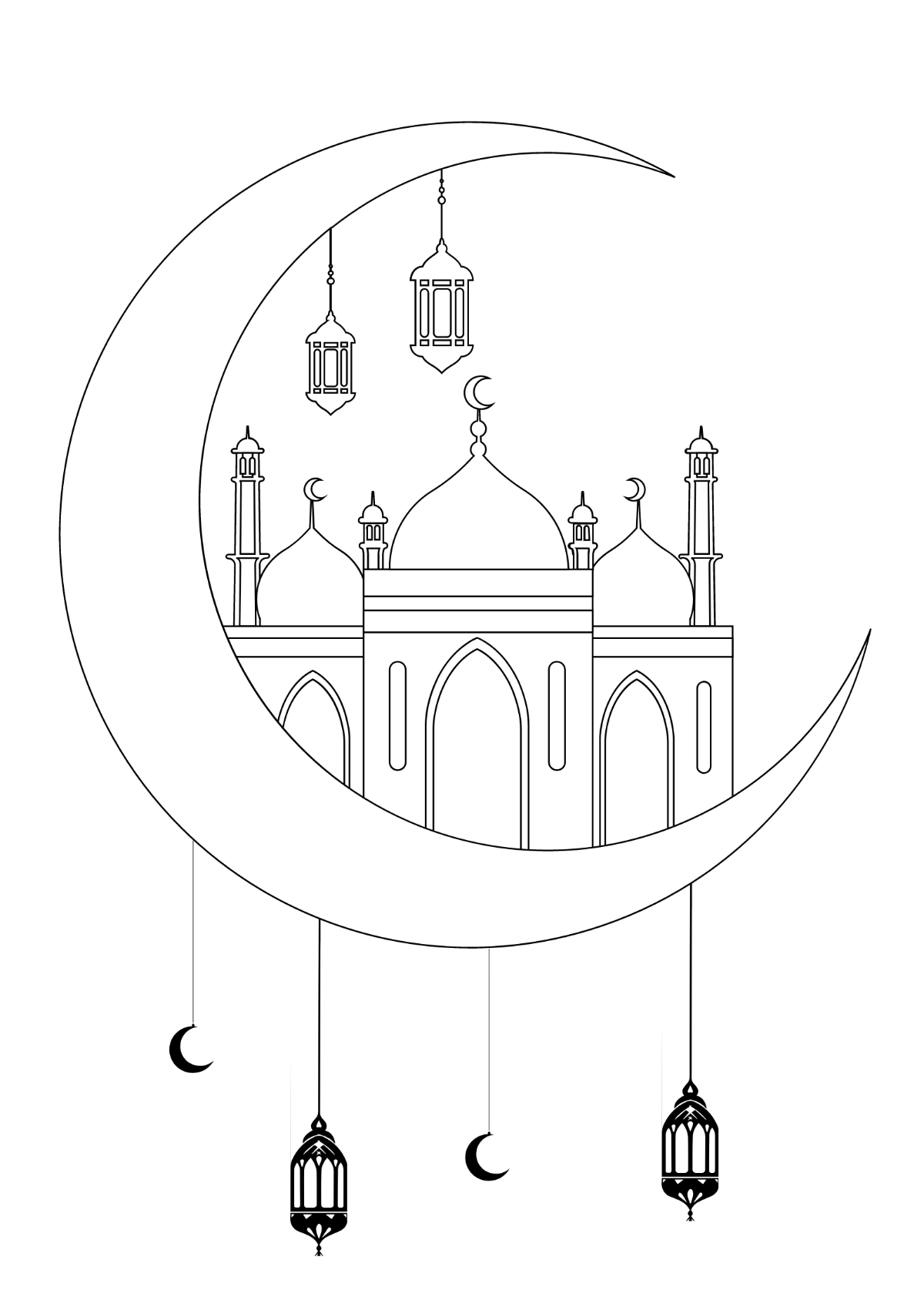 Easy Drawing of Eid Festival | Ramadan Drawing | Easy Ramazan Drawing |  Easy Mosque Drawing - YouTube