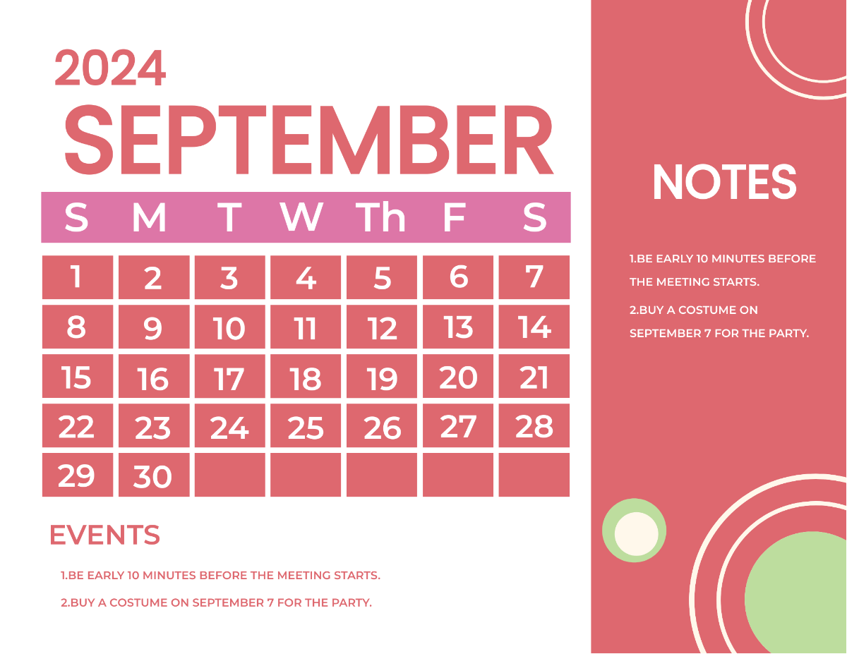 Colorful September 2024 Calendar Template