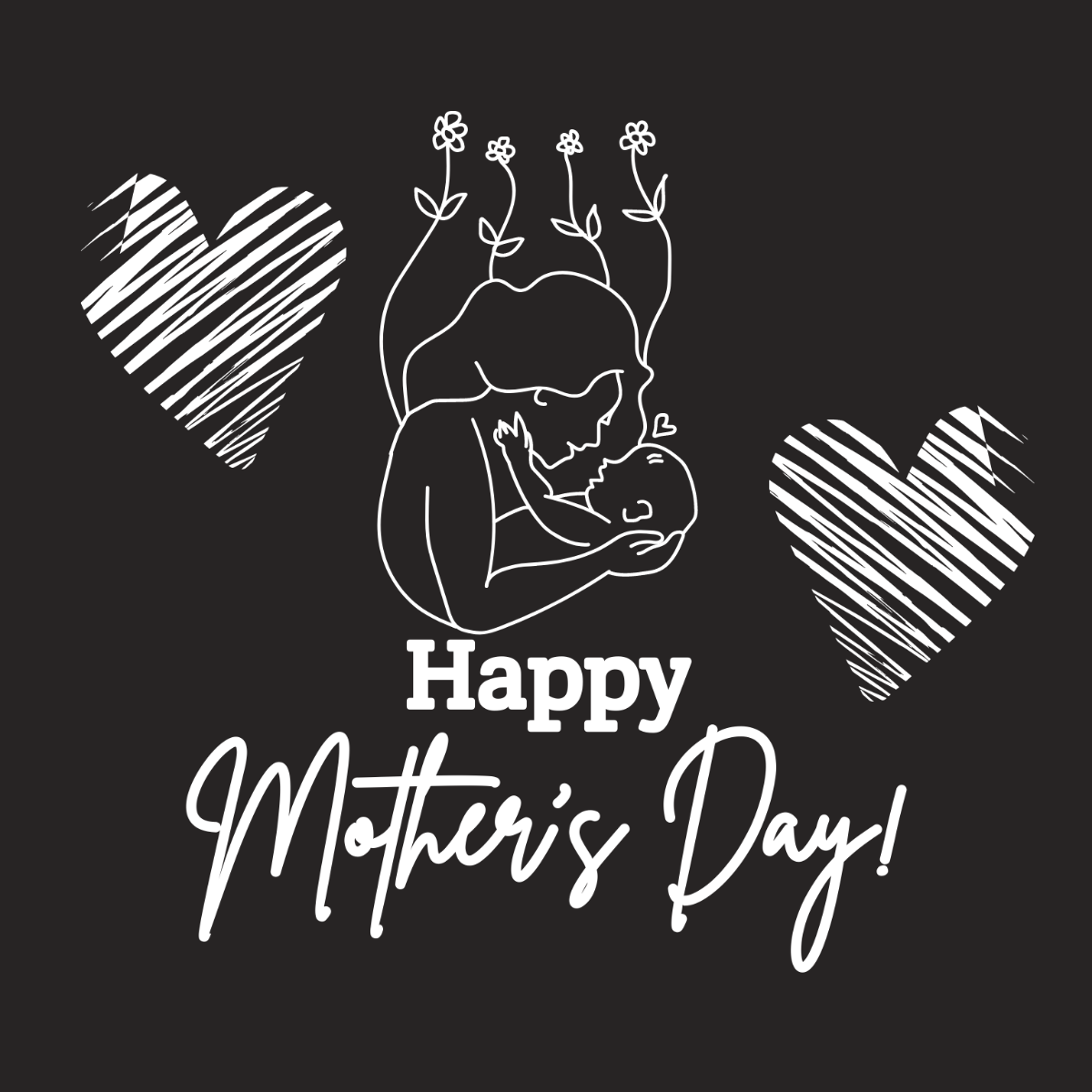 Mother's Day Chalk Design Vector Template