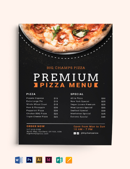 Pizza Menu - 37+ Free Templates in PSD, EPS Documents Download! | Free ...