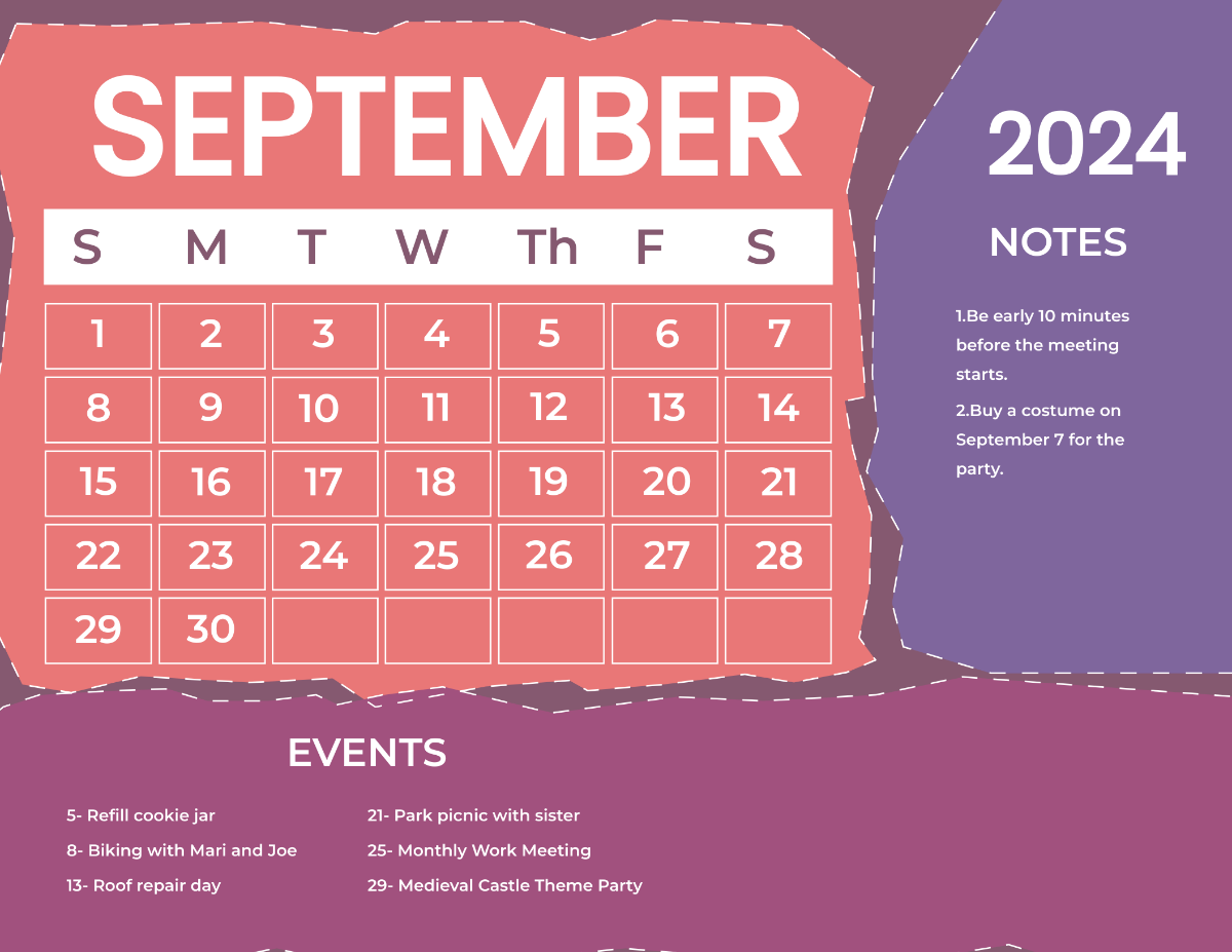 Simple September 2024 Calendar Template
