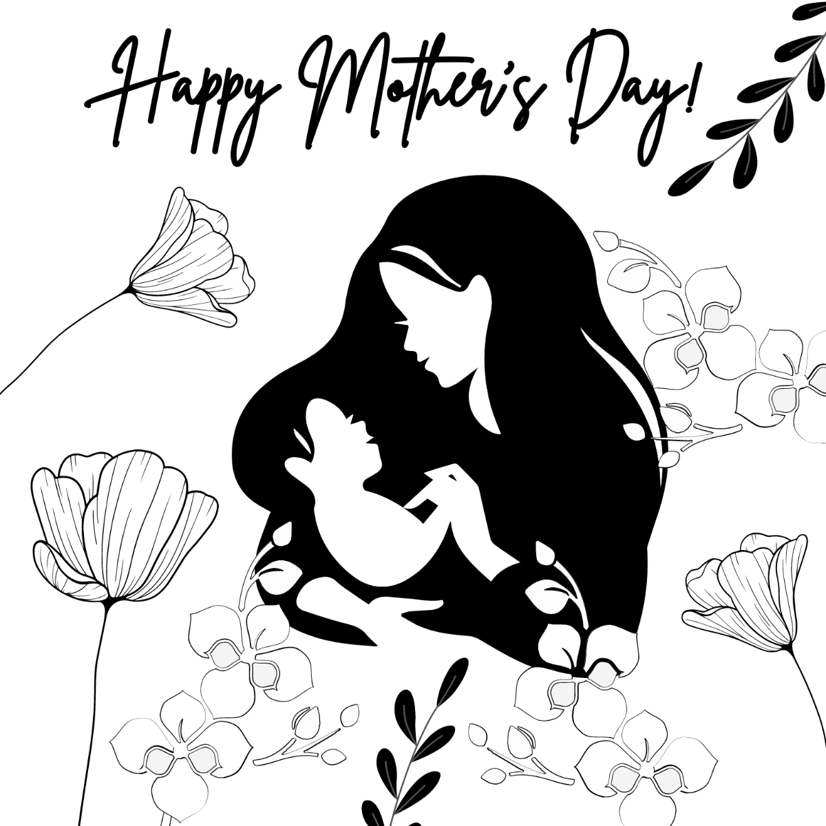 Mother's Day Drawing Vector Template