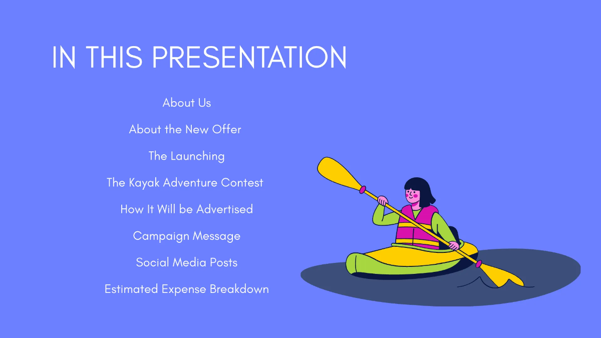 Free Kayak Adventure Campaign Presentation Template to Edit Online