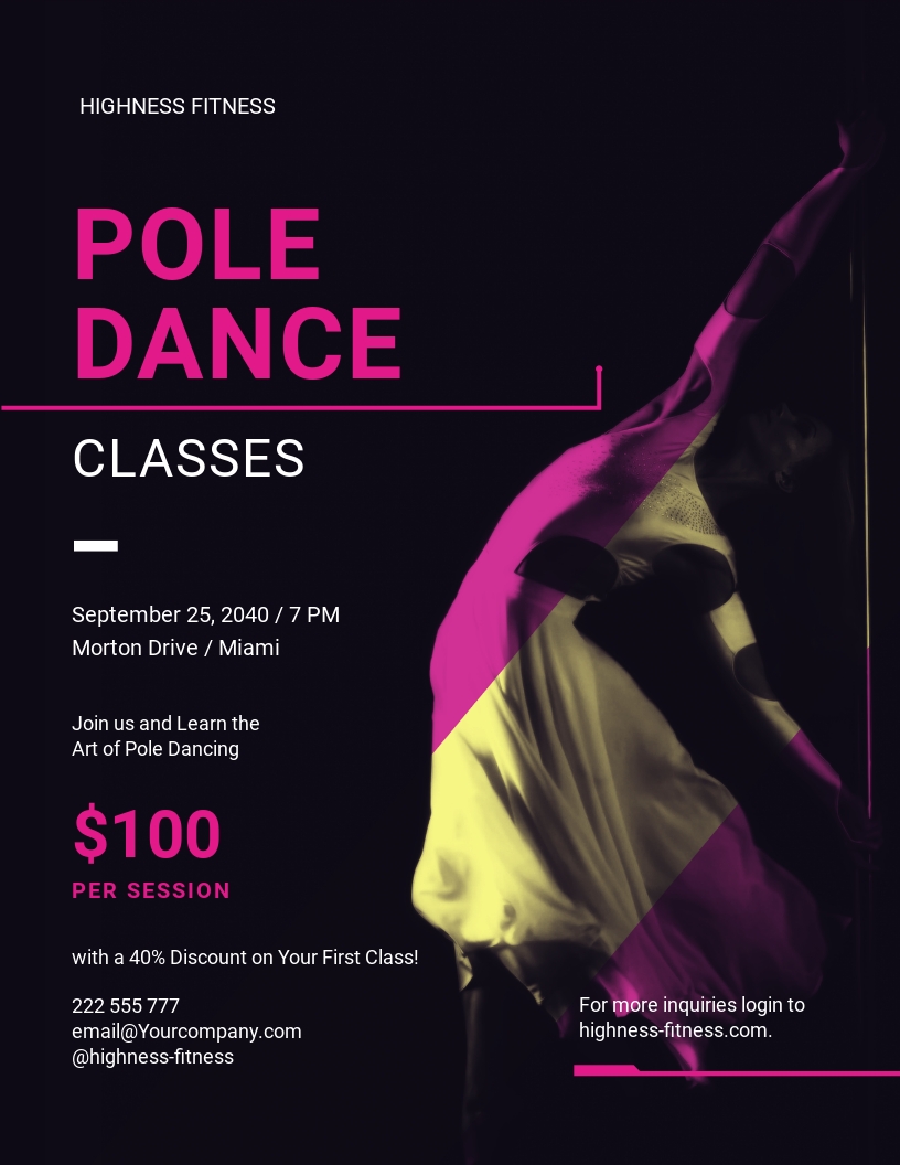 Free Pole Dance Flyer Template - Illustrator, InDesign, Word For Dance Flyer Template Word