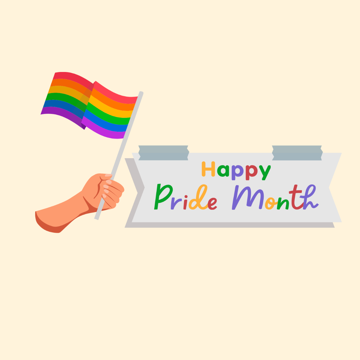 Cute Pride Month Clipart Template