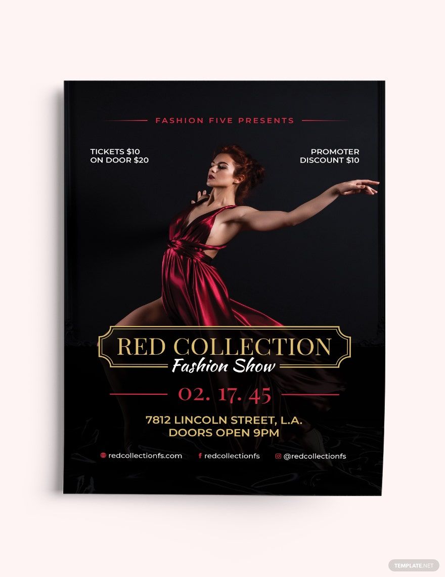 Red Velvet Fashion Show Flyer Template in Word, Google Docs, Illustrator, PSD, Apple Pages, Publisher, InDesign