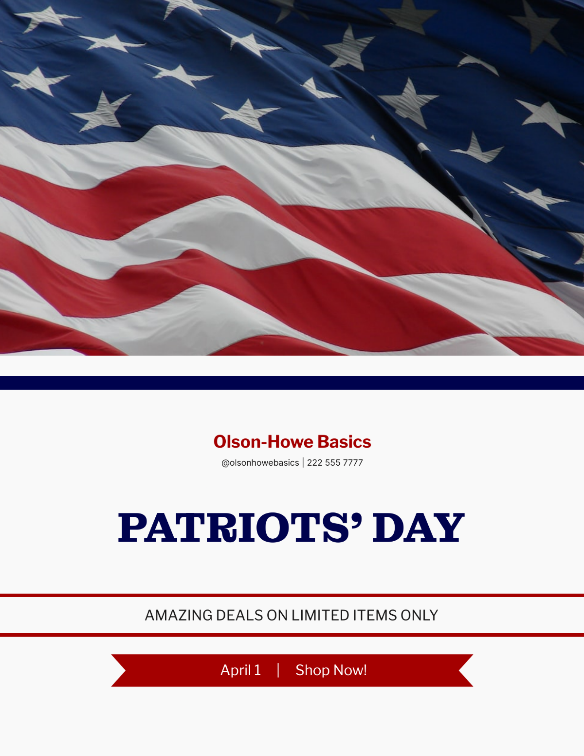 Sale Patriots' Day Flyer Template