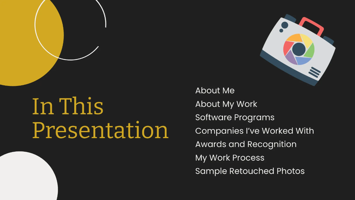 Free Photo Retoucher Portfolio Presentation Template to Edit Online