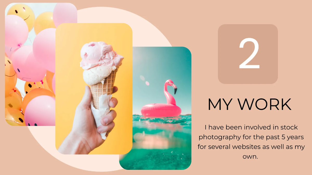 Free Stock Photographer Portfolio Presentation Template to Edit Online