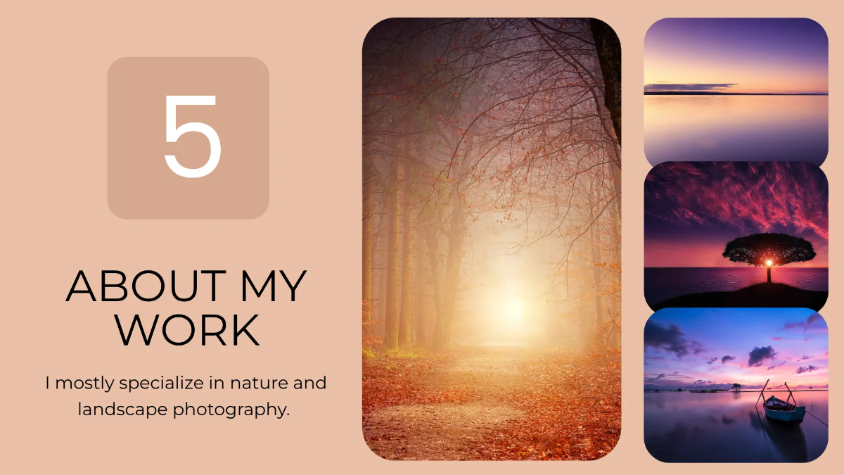 Free Stock Photographer Portfolio Presentation Template to Edit Online