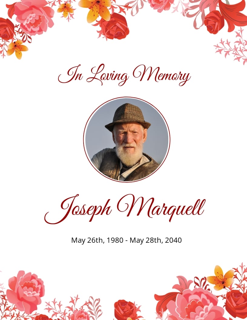 funeral announcement template word